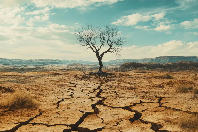 Cracked dry earth representing drought